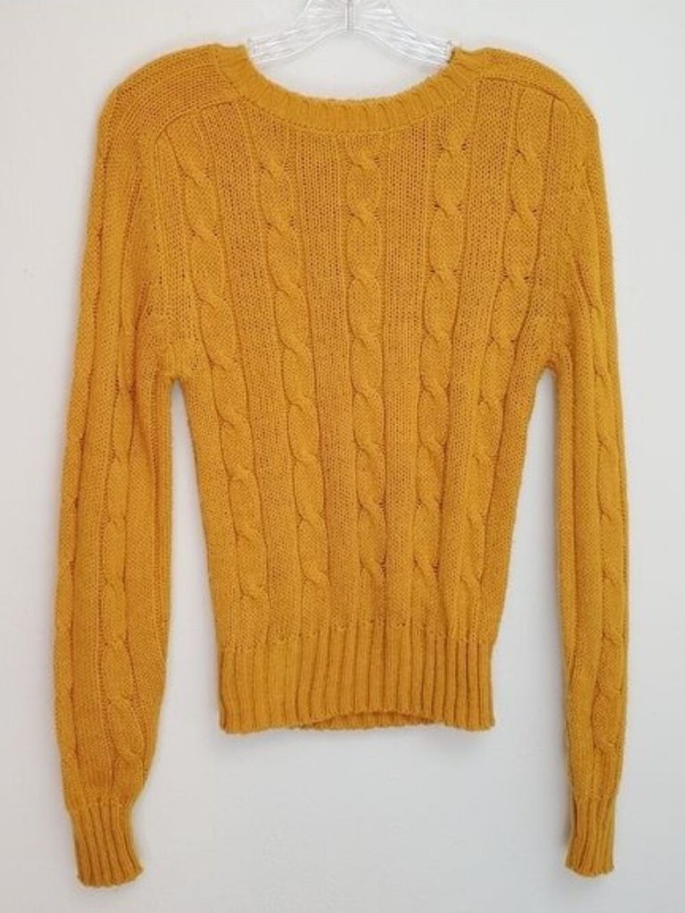 Vintage Collections cable knit sweater goldenrod colored acrylic